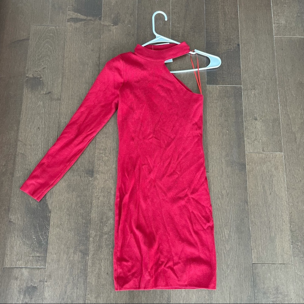 LF One Shoulder Red Bodycon Dress